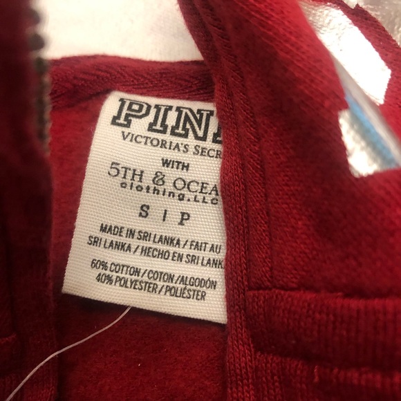 PINK by VS Blingy OU Sweatshirt! Crimson & Cream SZ SMALL - Picture 4 of 4
